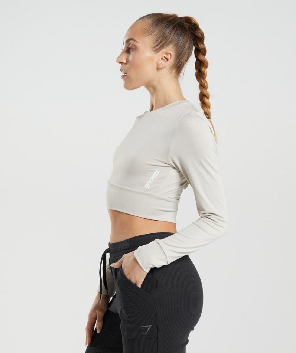 Long Sleeve Gymshark Pause Open Back Mujer Gris | CO 2307TCE